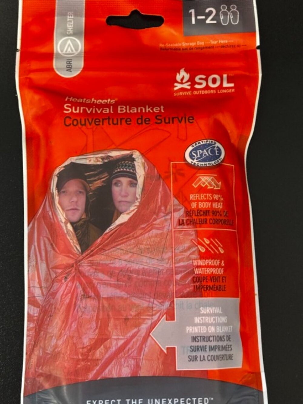 SOL Emergency Survival Blanket Thermal Space Blanket 1–2 Person New